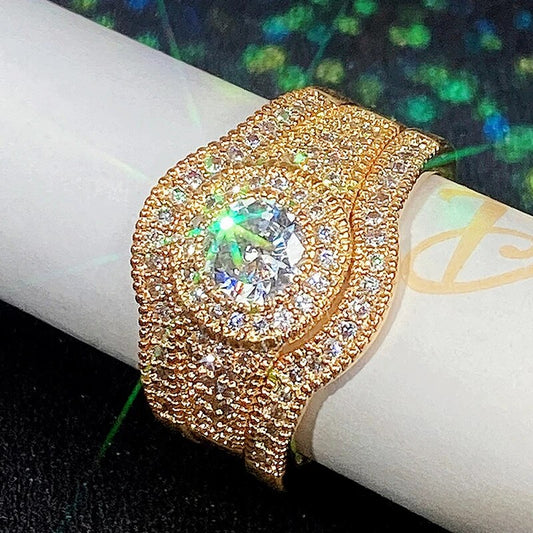 Luxury Exquisite Wedding Rings Gold Color