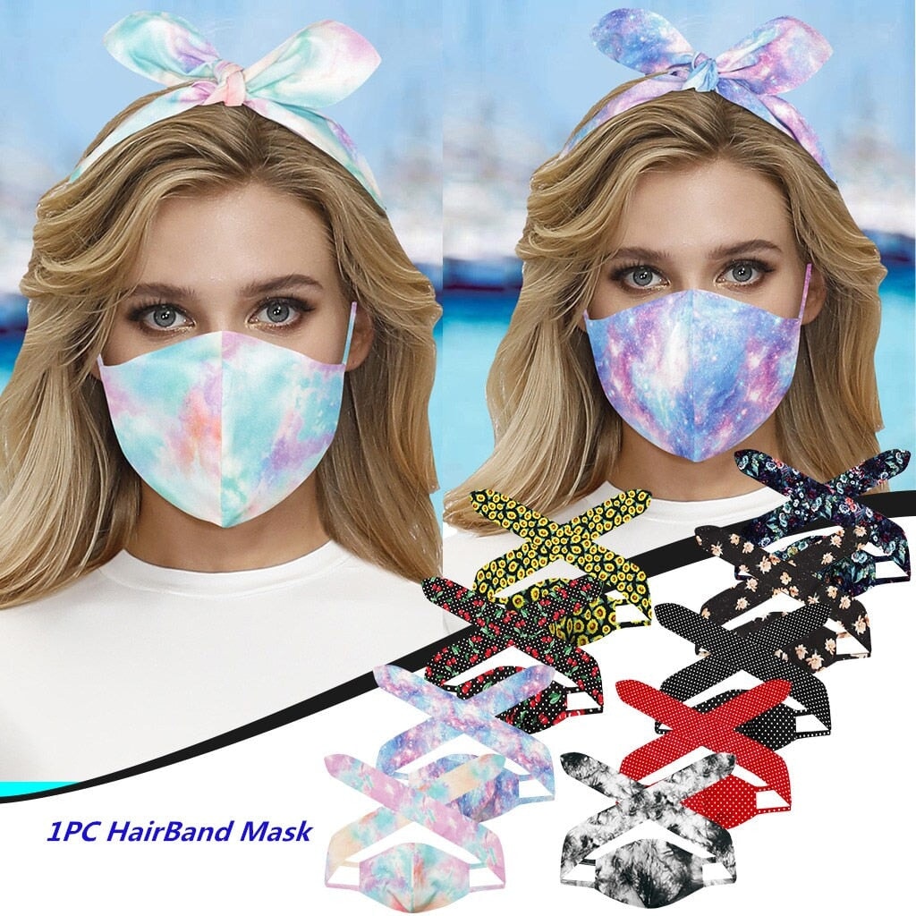 Girl Cute Mask with Hairband Facewear Bandage Mask India 